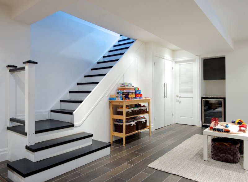 contemporary basement staircase