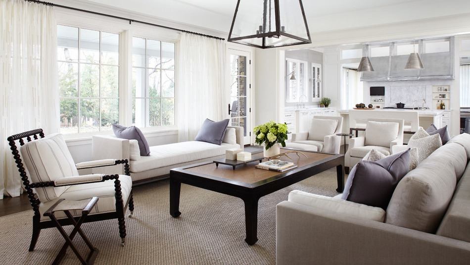 contemporary living room with large windows