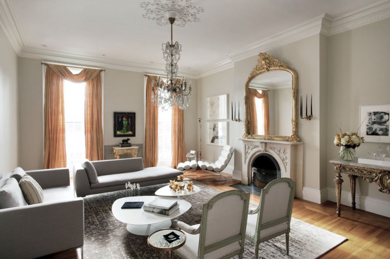 elegant living room with ceiling medallion