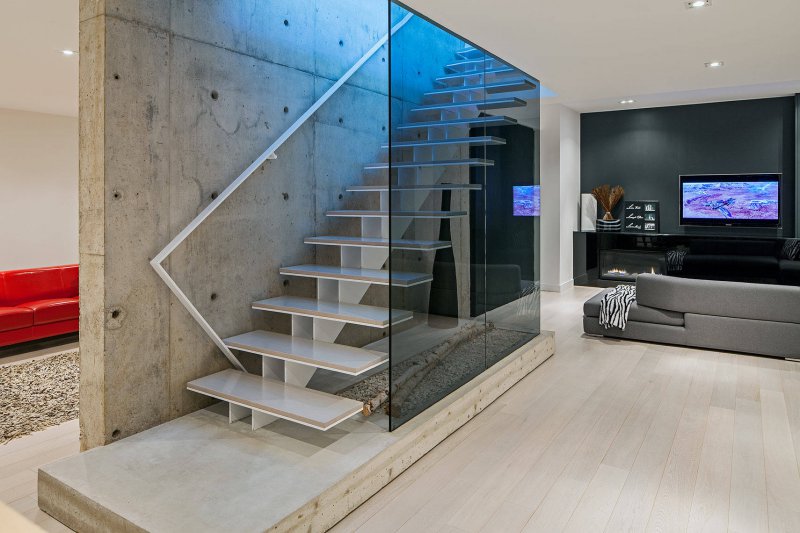 glass basement staircase