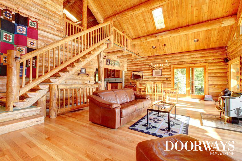 log home living room