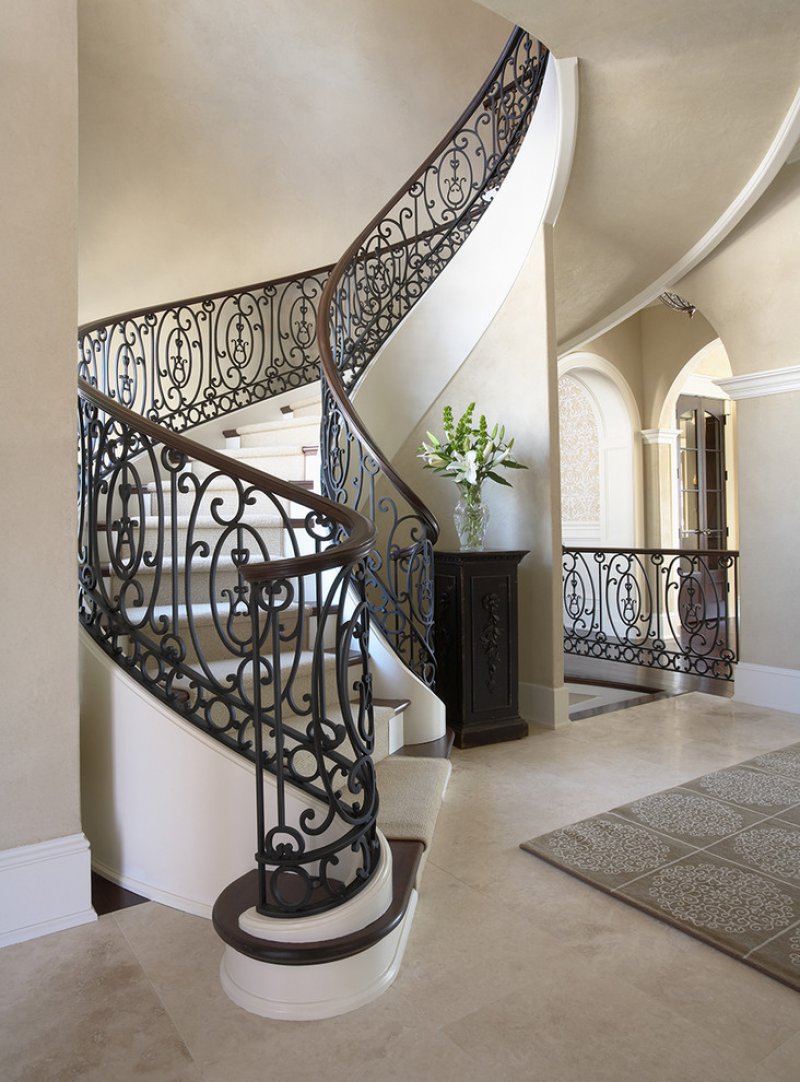 Art Wrought Iron Stair Railings Designs For Indoor Curved Staircase ...