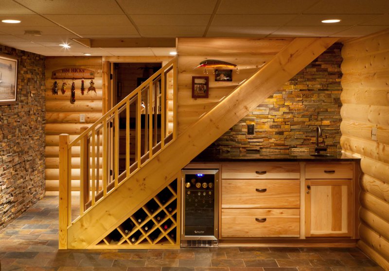 rustic basement stairs